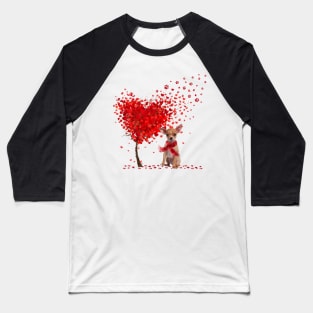 Happy Valentine's Day Heart Tree Love Tan Chihuahua Baseball T-Shirt